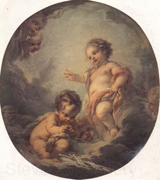 Francois Boucher The Baby Jesus and the Infant St.John Norge oil painting art